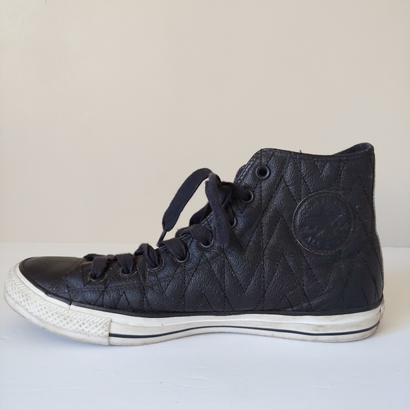 Converse Chuck Taylor All Star Quilted Leather Hi Top Sneakers Black Size 9.5 - Picture 6 of 14
